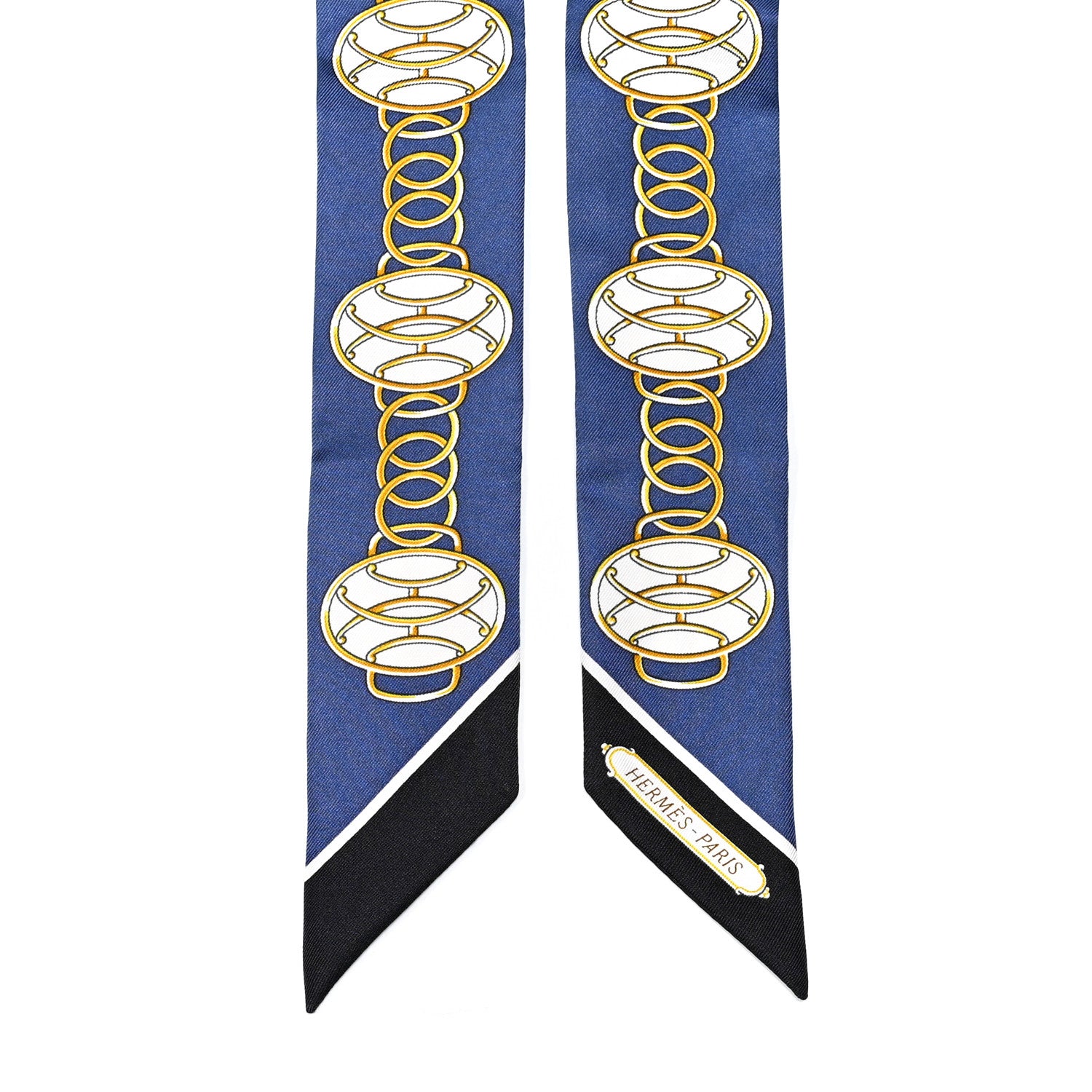 Hermes Silk Lift Profile Twilly Marine Black Gold 3 of 4