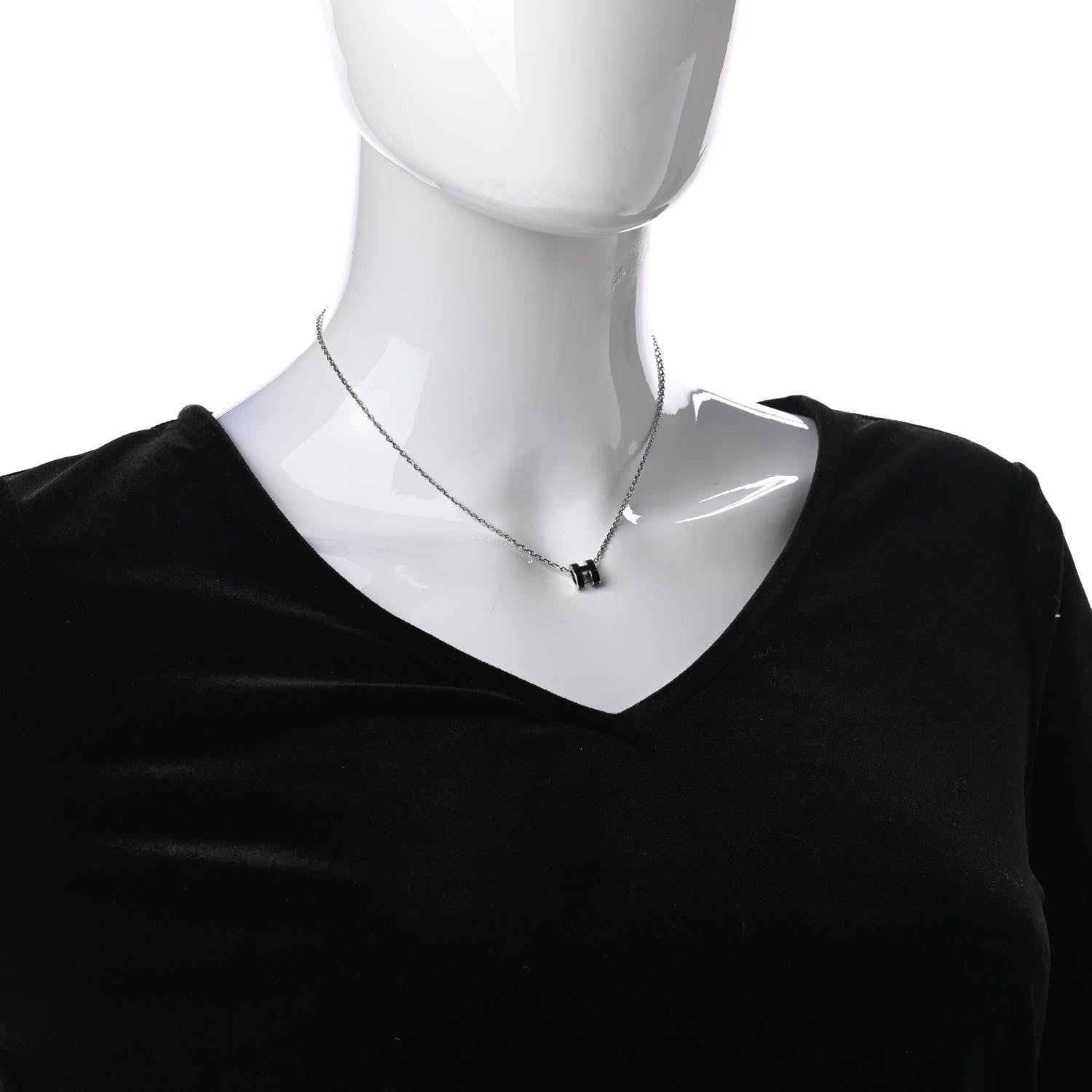 Hermes Lacquered Palladium Mini Pop H Pendant Necklace Black 2 of 6