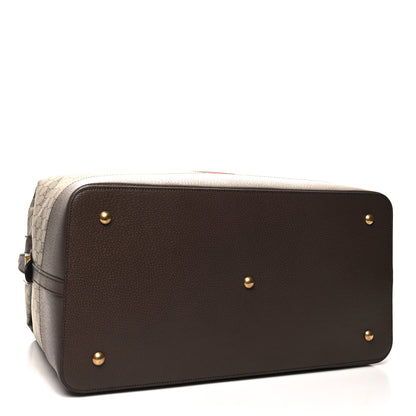Gucci GG Supreme Monogram Textured Dollar Calfskin Web Savoy Travel Bag Beige Ebony New Acero 3 of 11