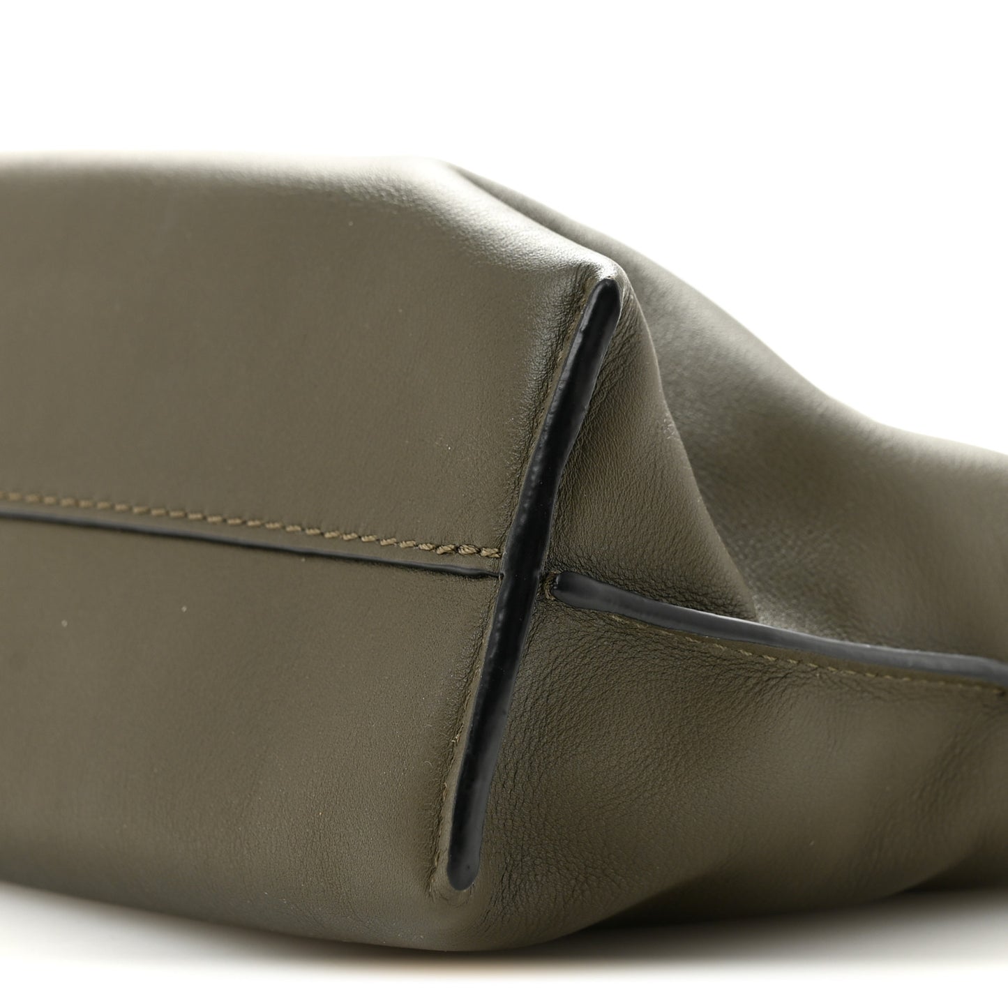 Calfskin Mini Flamenco Knot Clutch Dark Khaki Green