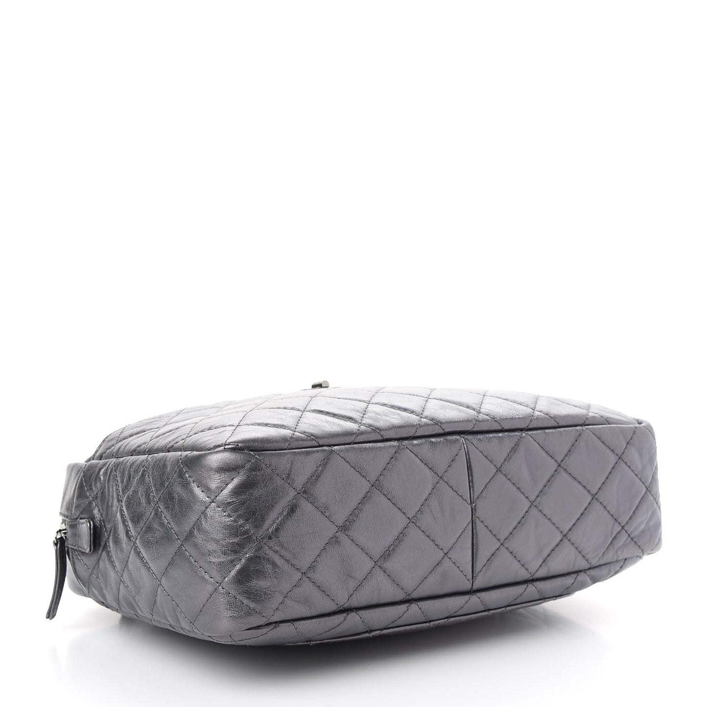 Metallic Aged Calfskin Quilted Large Reissue Camera Case Silver