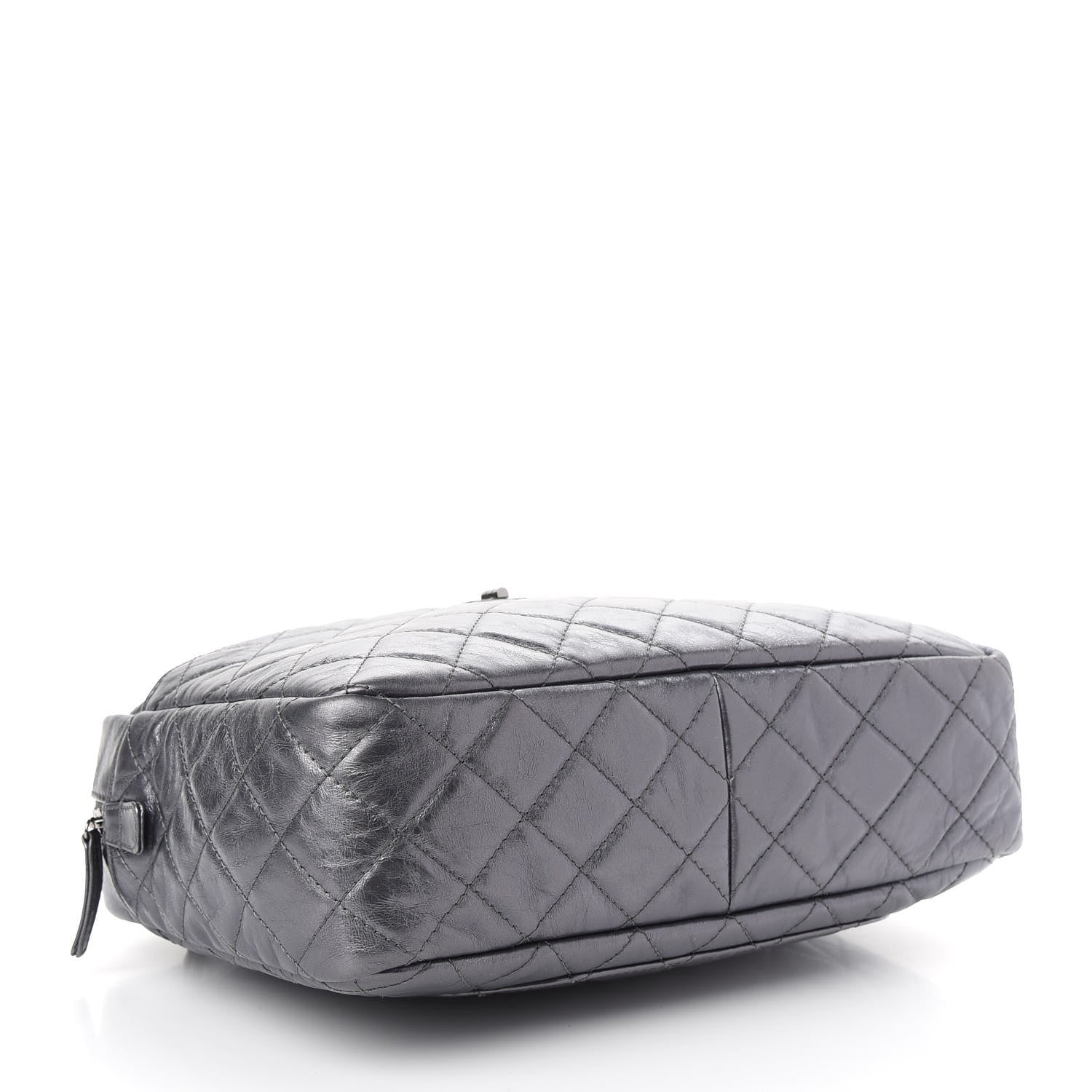 Chanel Metallic Aged Calfskin Quilted Large Reissue Camera Case Silver 4 of 9