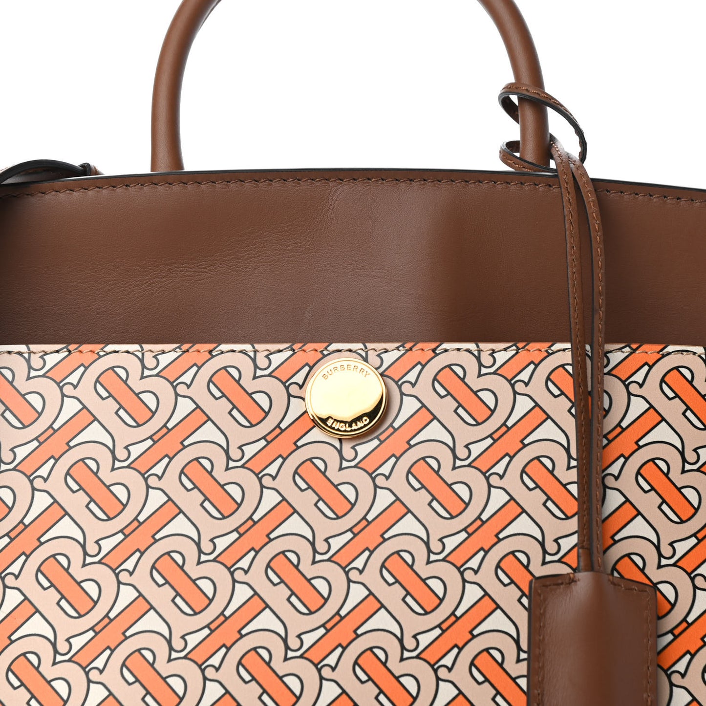 Calfskin Monogram Small Society Top Handle Bag Bright Orange