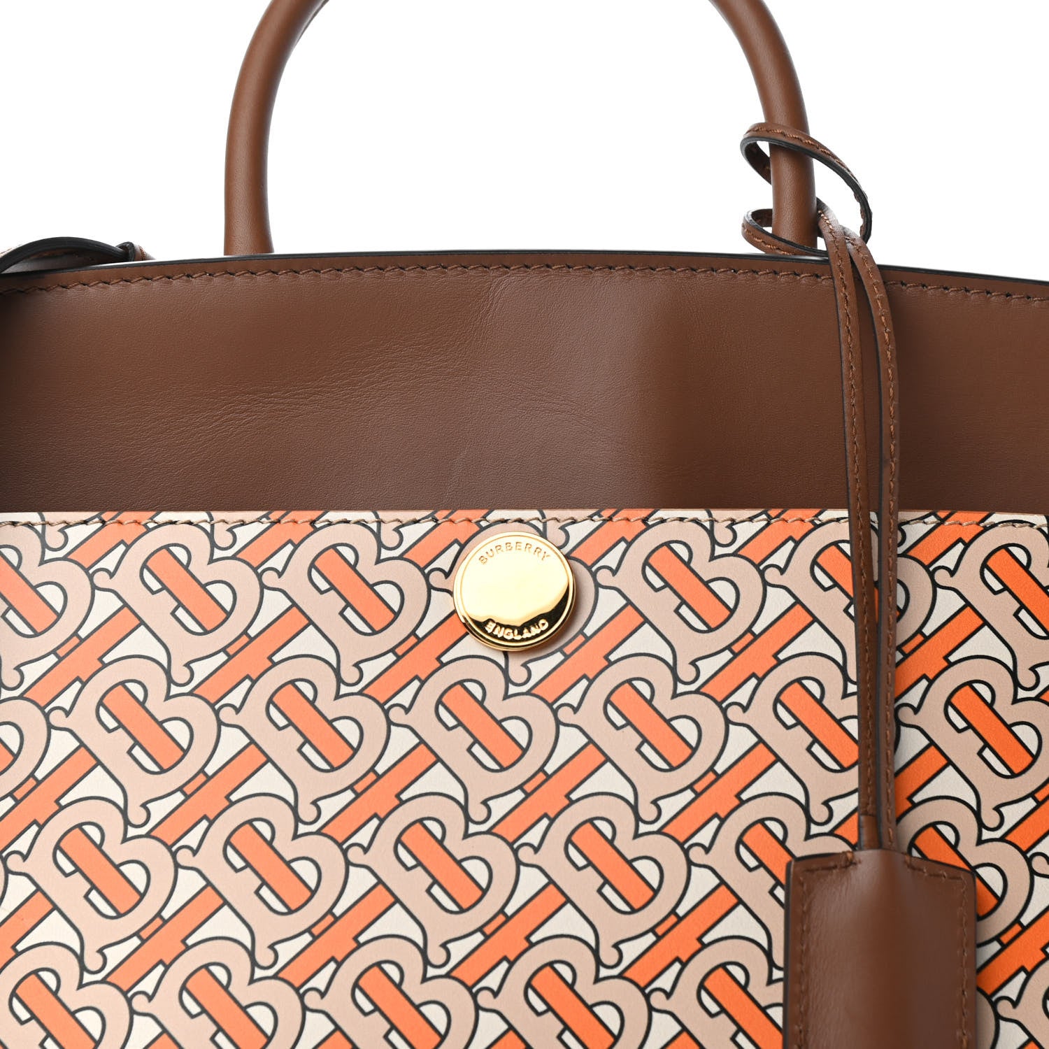 Burberry Calfskin Monogram Small Society Top Handle Bag Bright Orange 9 of 9