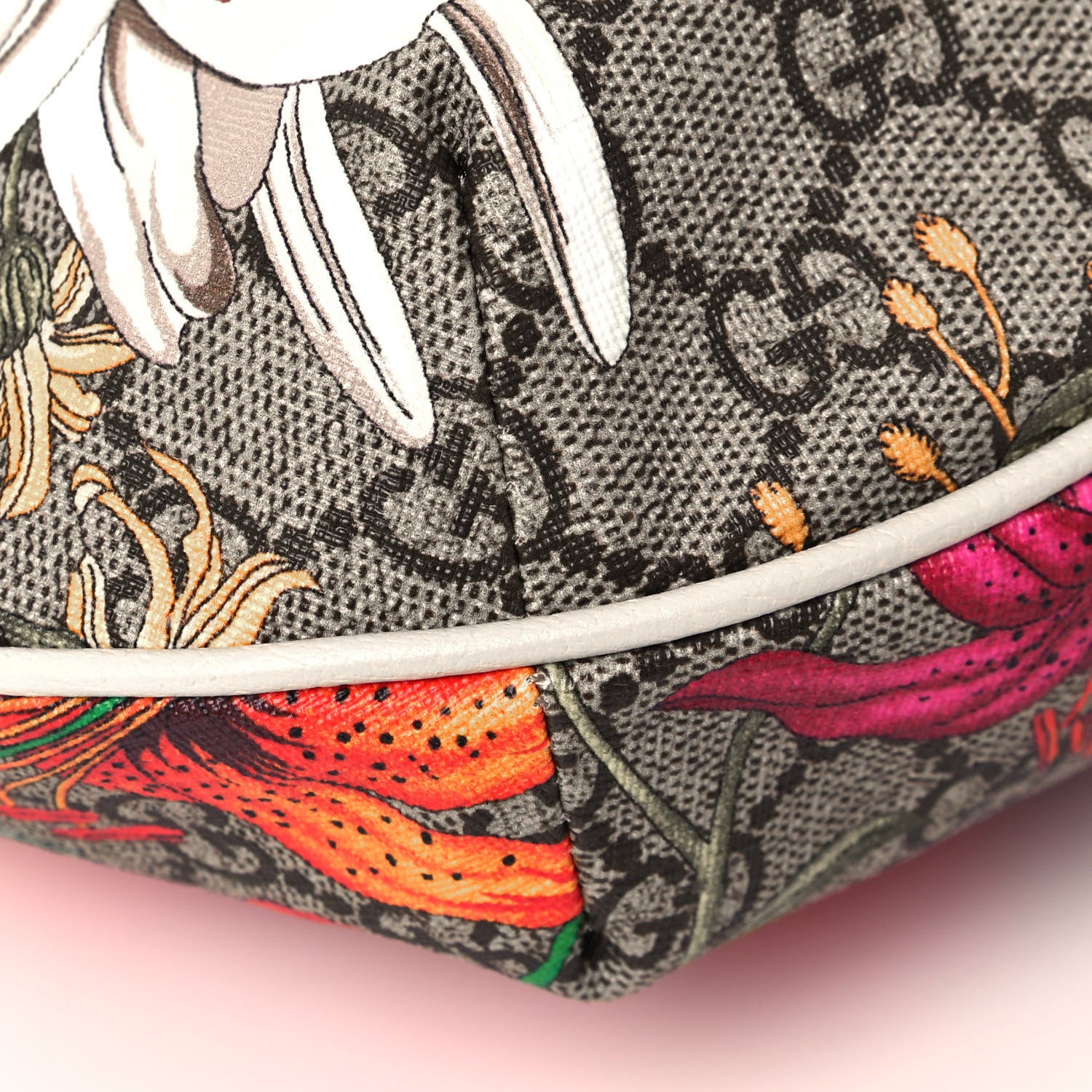 Gucci GG Supreme Monogram Flora Web Small Ophidia Half Moon Hobo White 11 of 13