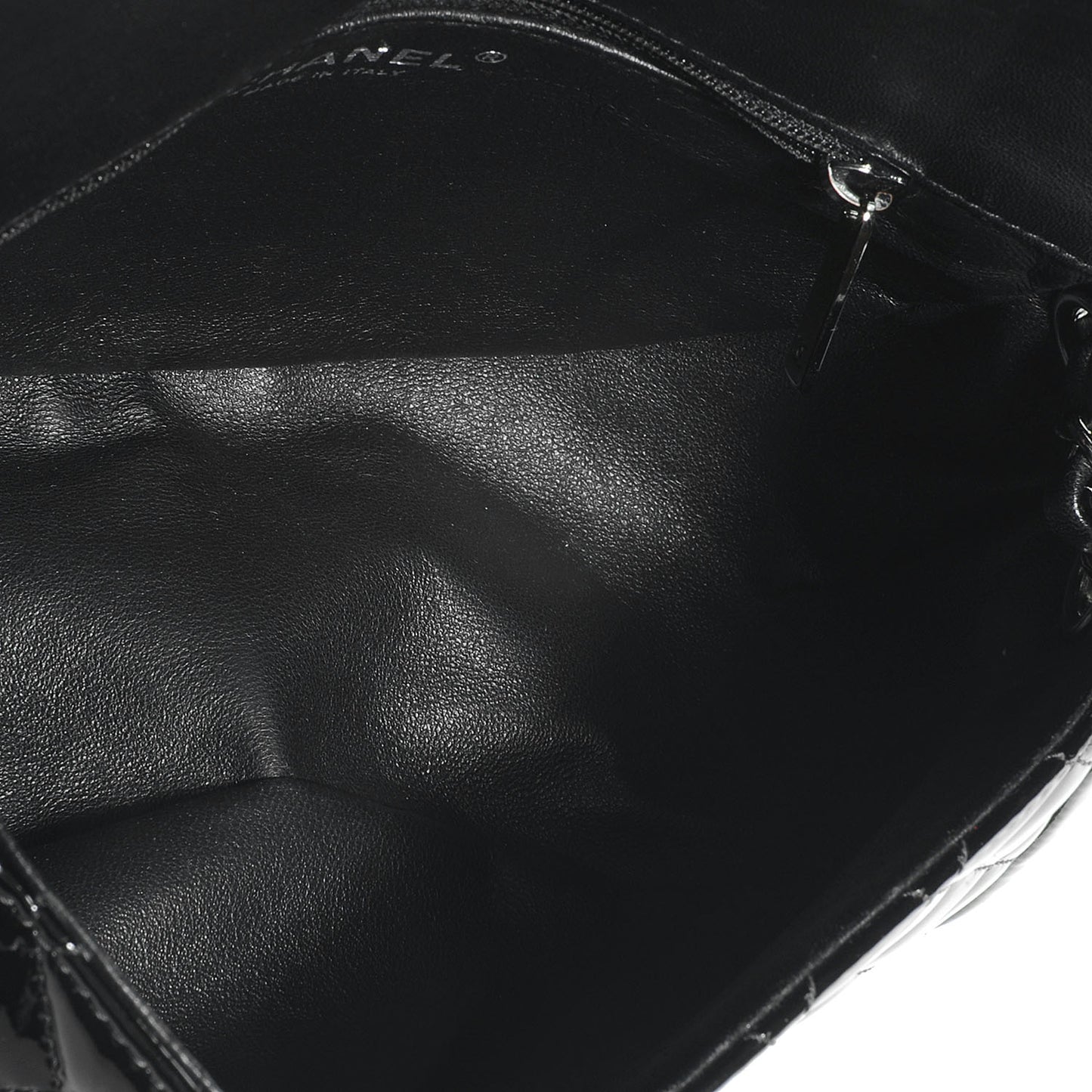 Lambskin Patent Classic Twist Crescent Flap Bag Black
