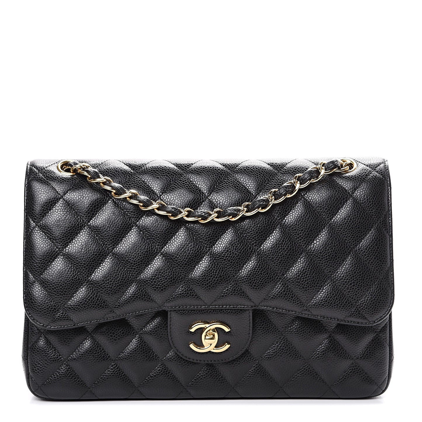 Caviar Quilted Jumbo Double Flap Black