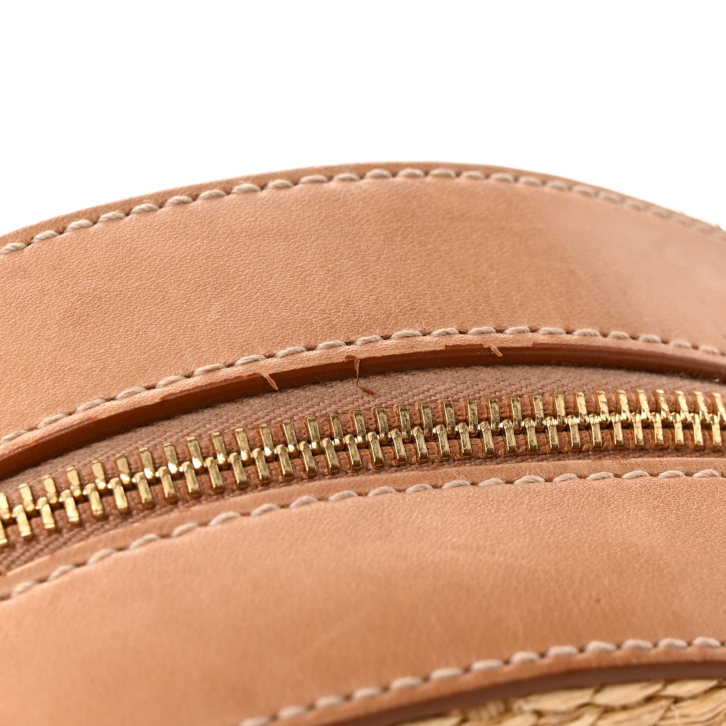 Raffia Calfskin Small Mica Bag Natural Brown Gold