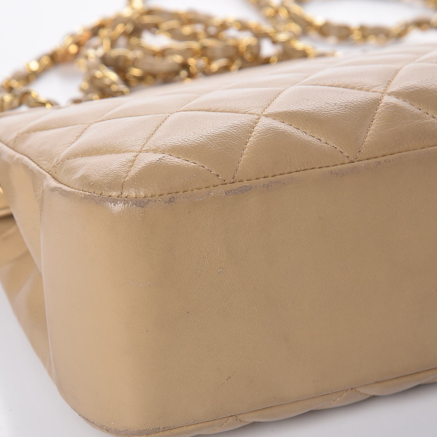 Chanel Lambskin Quilted Shoulder Bag Beige 9 of 12