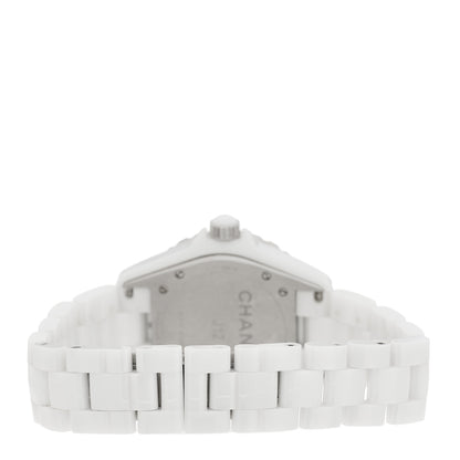 Chanel Stainless Steel Ceramic Diamond 38mm J12 Automatic Watch White 3 of 5