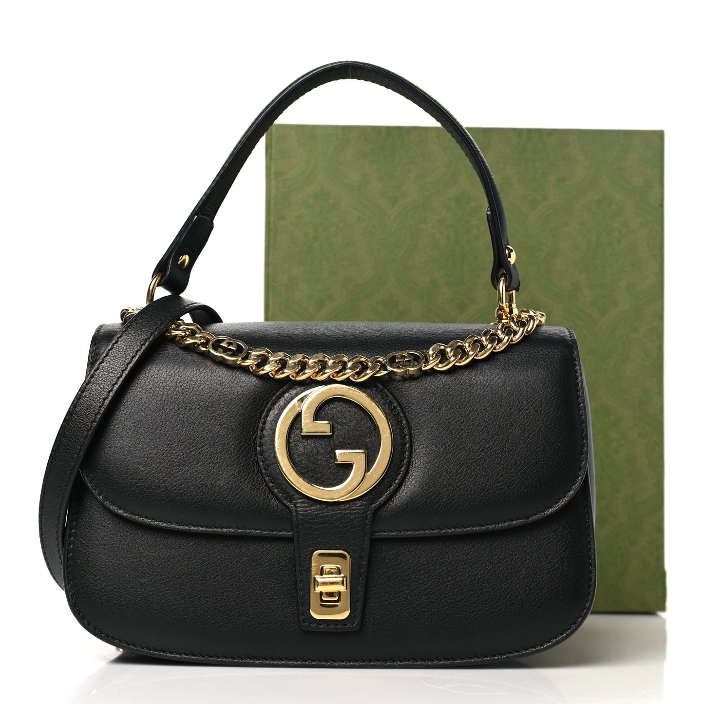 Roxy Calfskin Small Blondie Top Handle Shoulder Flap Bag Black