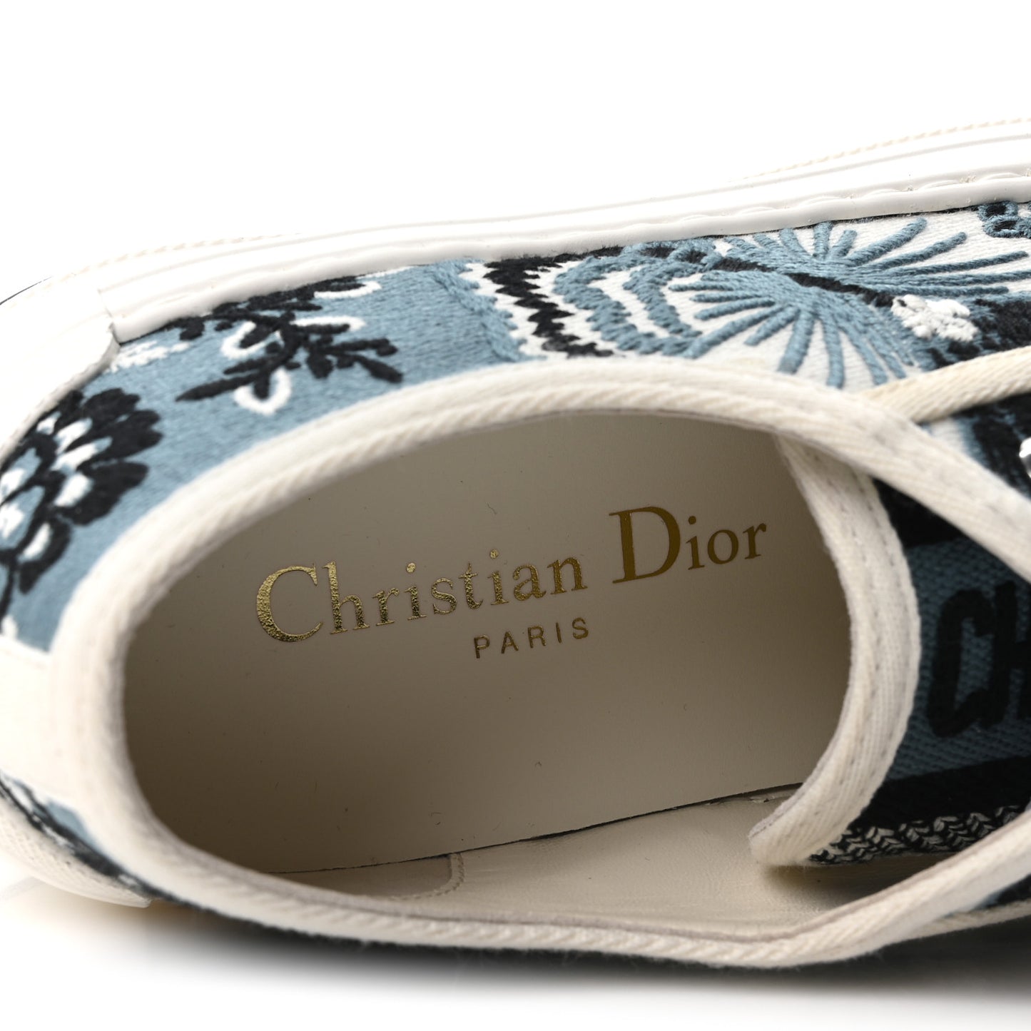 Cotton Butterfly Bandana Embroidered Walk'N'Dior Low Top Sneakers 35.5 Deep Blue