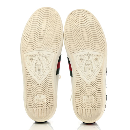 Gucci Calfskin Web Floral Embroidered Womens Ace Sneakers 37 White 5 of 10
