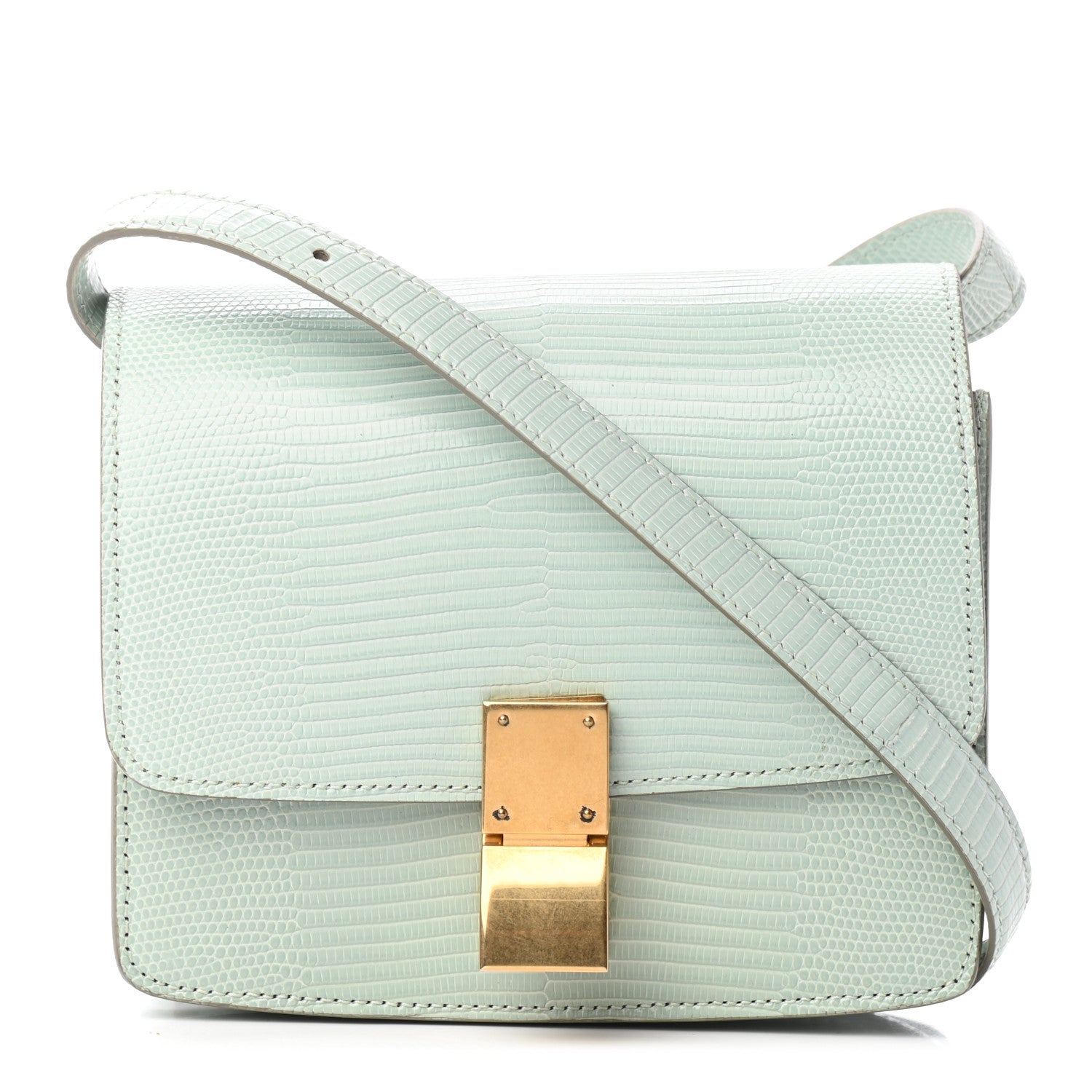 Celine Lizard Small Classic Box Flap Bag Pastel Green 1 of 8