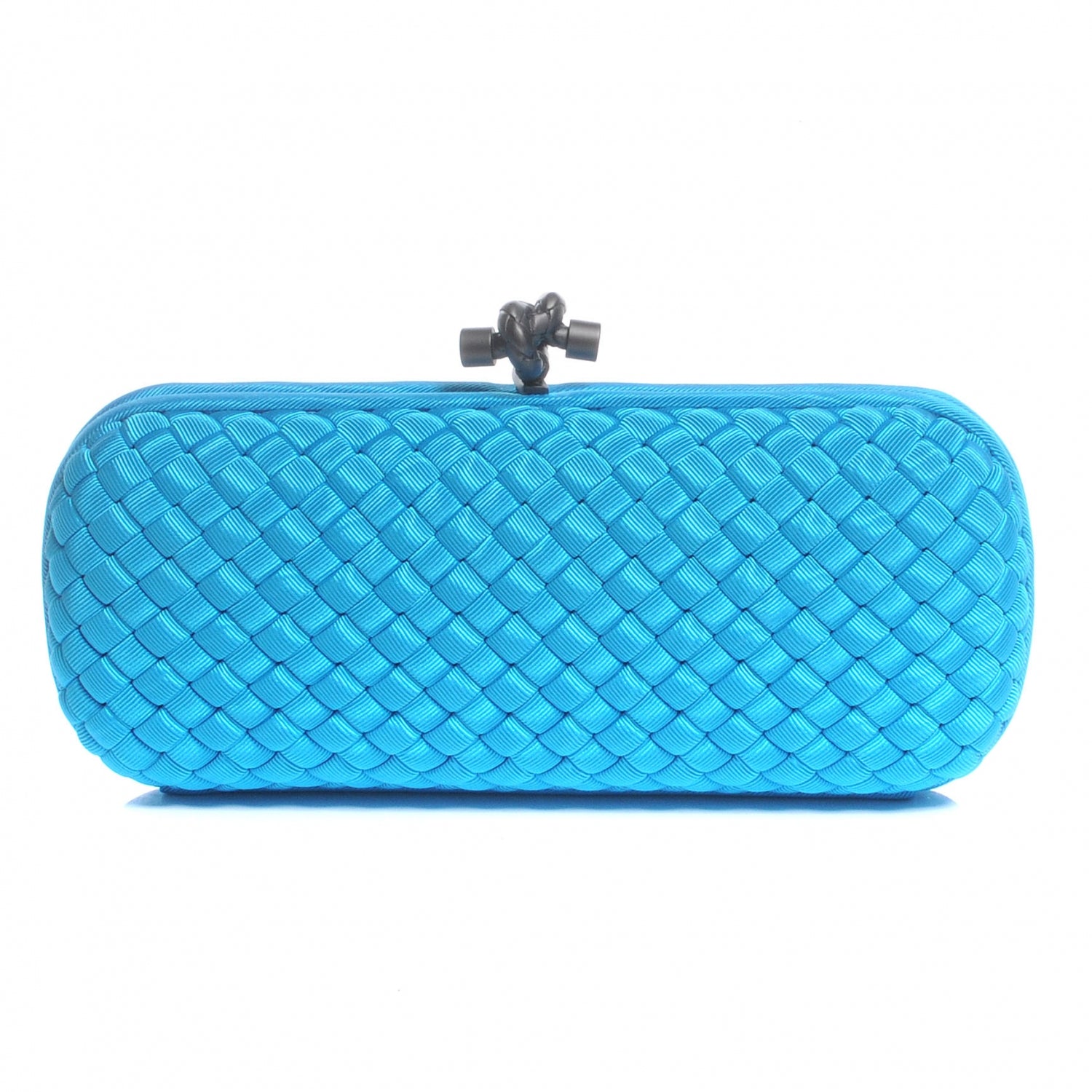 Bottega Veneta Silk Moire Knot Clutch Turquoise 1 of 8