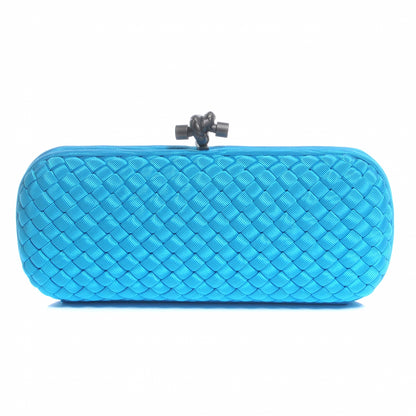 Bottega Veneta Silk Moire Knot Clutch Turquoise 1 of 8