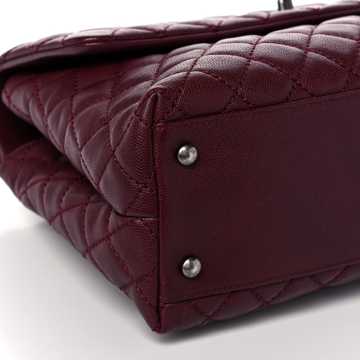 Chanel Caviar Quilted Medium Coco Handle Flap Burgundy 9 of 11