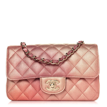 Chanel Metallic Lambskin Quilted Ombre Mini Rectangular Flap Pink 1 of 9