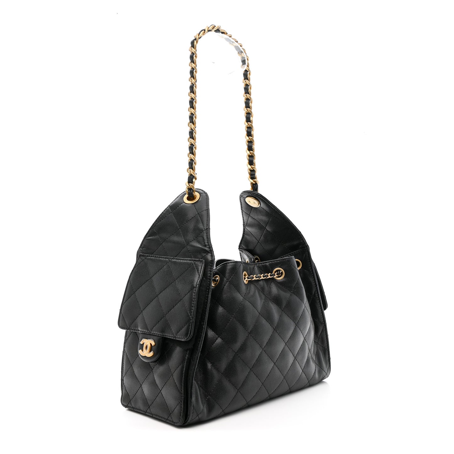 Caviar Quilted Small Chanel 25 Handbag Black Black
