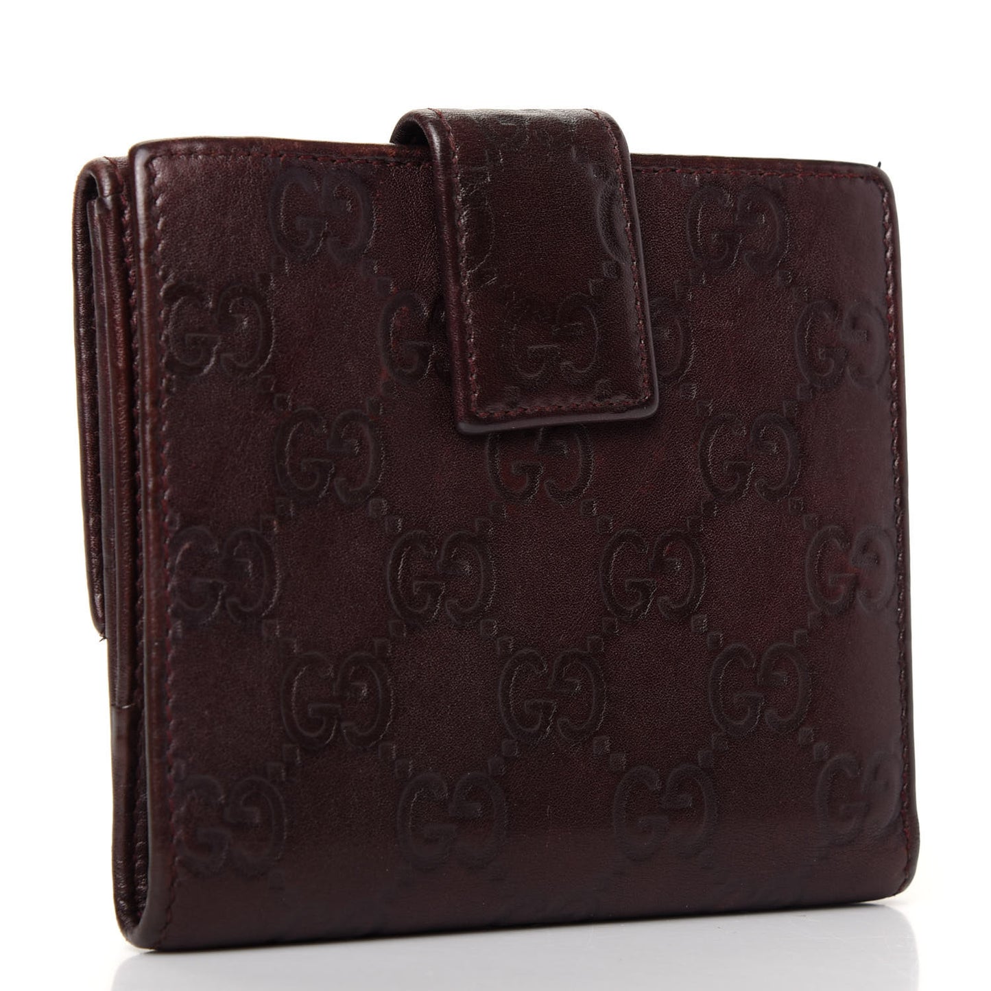 Guccissima Lovely Heart French Flap Wallet Brown