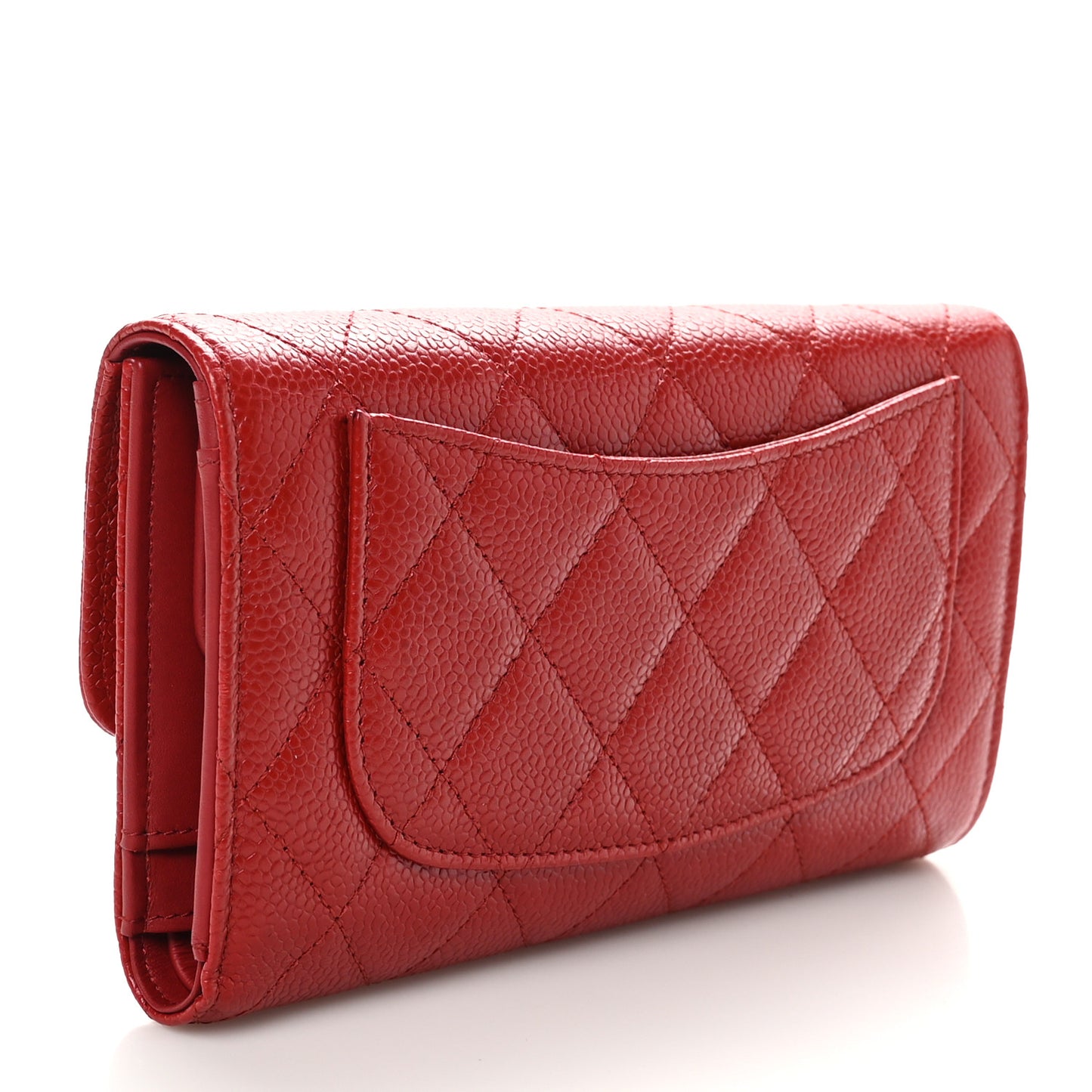 Caviar Quilted Large Flap Wallet Red
