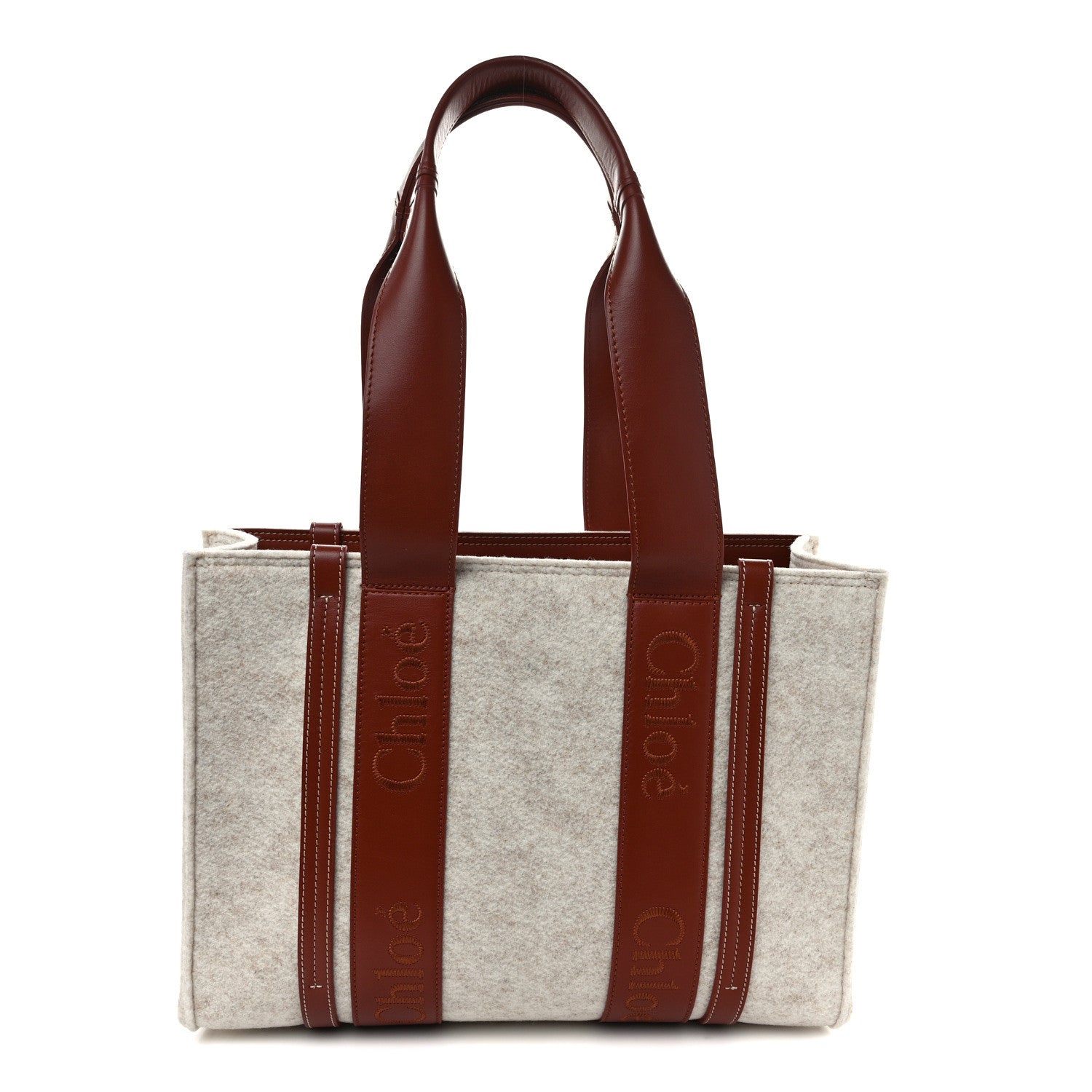 Chloe Felt Calfskin Medium Woody Ribbon Tote Cement Beige 1 of 8