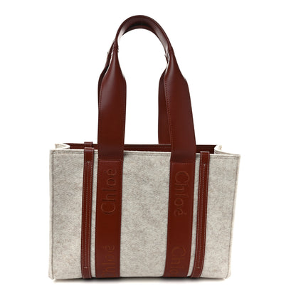 Chloe Felt Calfskin Medium Woody Ribbon Tote Cement Beige 1 of 8