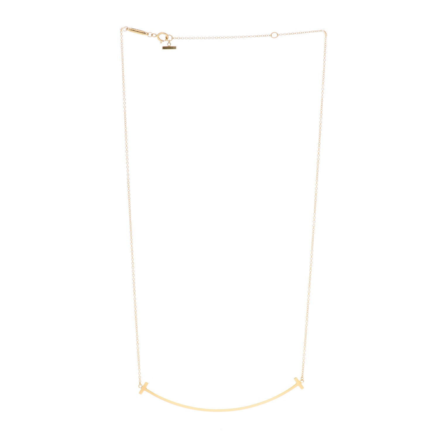 Tiffany 18K Yellow Gold Large T Smile Pendant Necklace 3 of 5