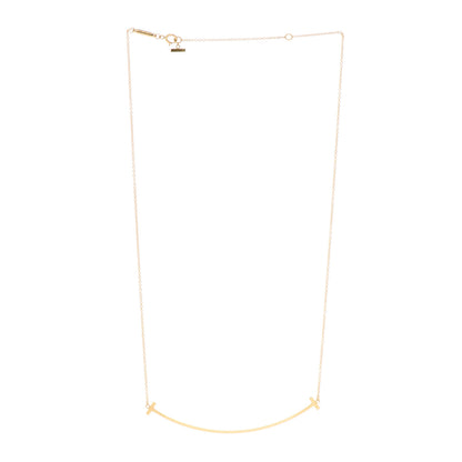 Tiffany 18K Yellow Gold Large T Smile Pendant Necklace 3 of 5