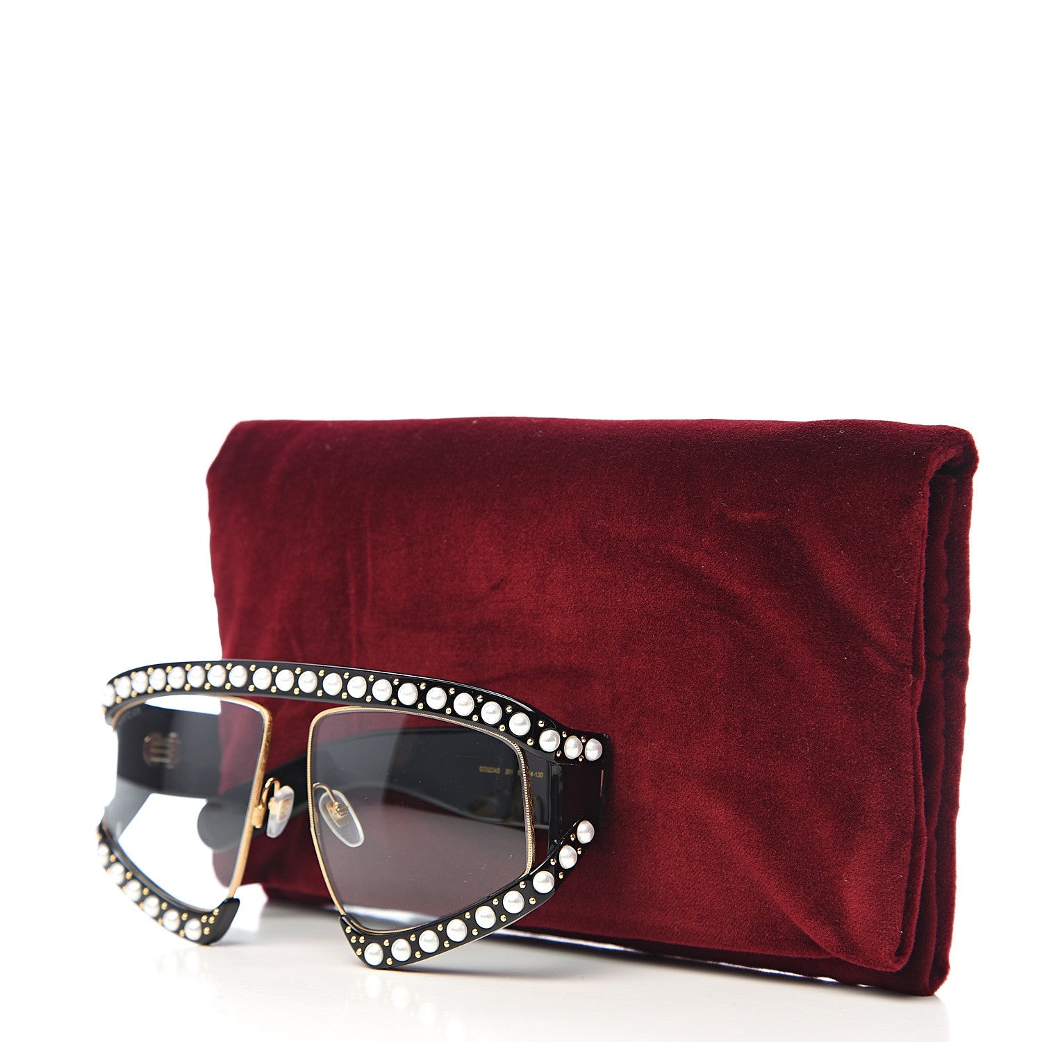Gucci Acetate Pearl Rectangular Frame Sunglasses GG0234S Black 8 of 8