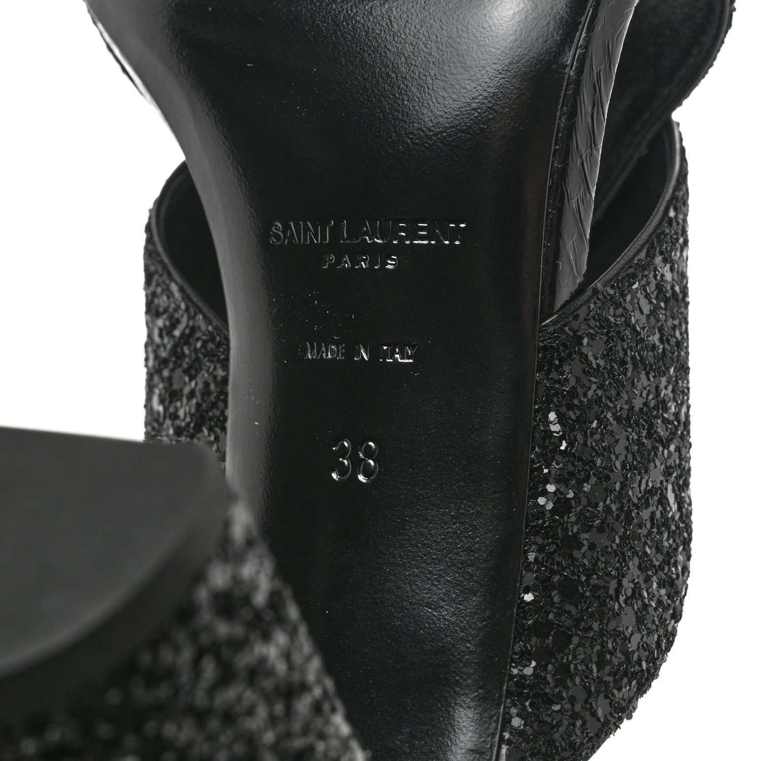 Saint Laurent Glitter LouLou 70 Mule Sandals 38 Black 8 of 9