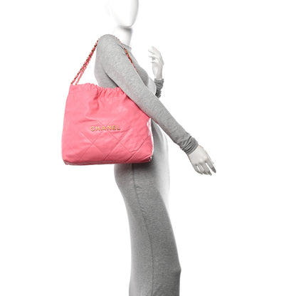 Chanel Shiny Calfskin Quilted Chanel 22 Coral Pink 2 of 11