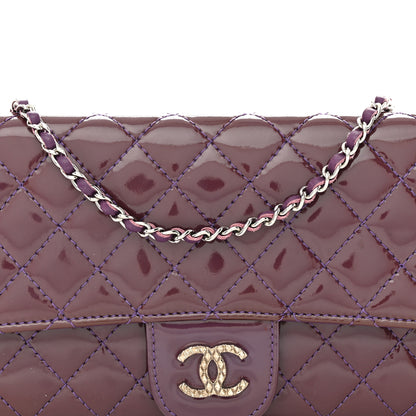 Chanel Patent Calfskin Quilted Brilliant East West Flap Clutch Purple 9 of 11