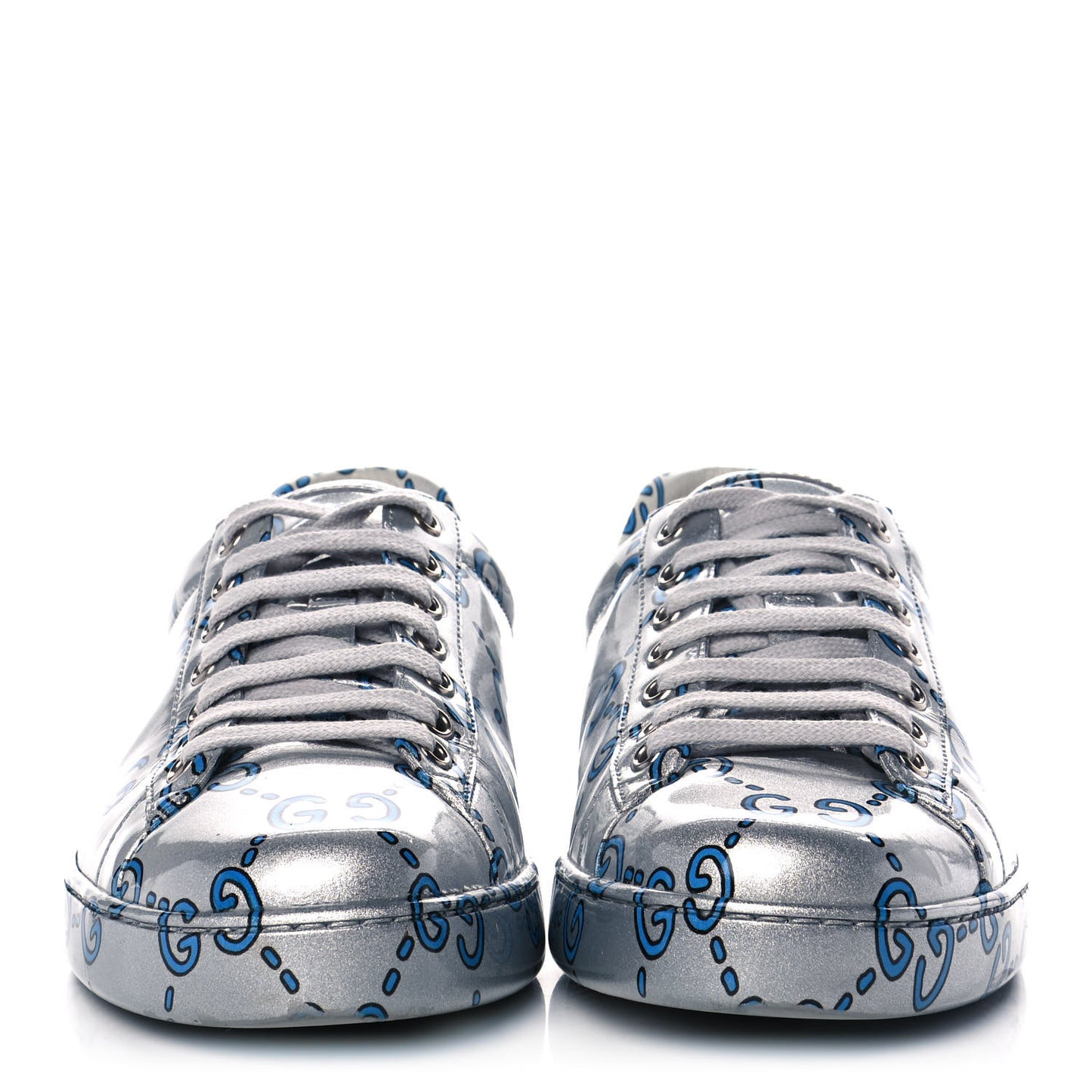 Miro Rubber Wax GucciGhost Print Mens New Ace Sneakers 8 Silver