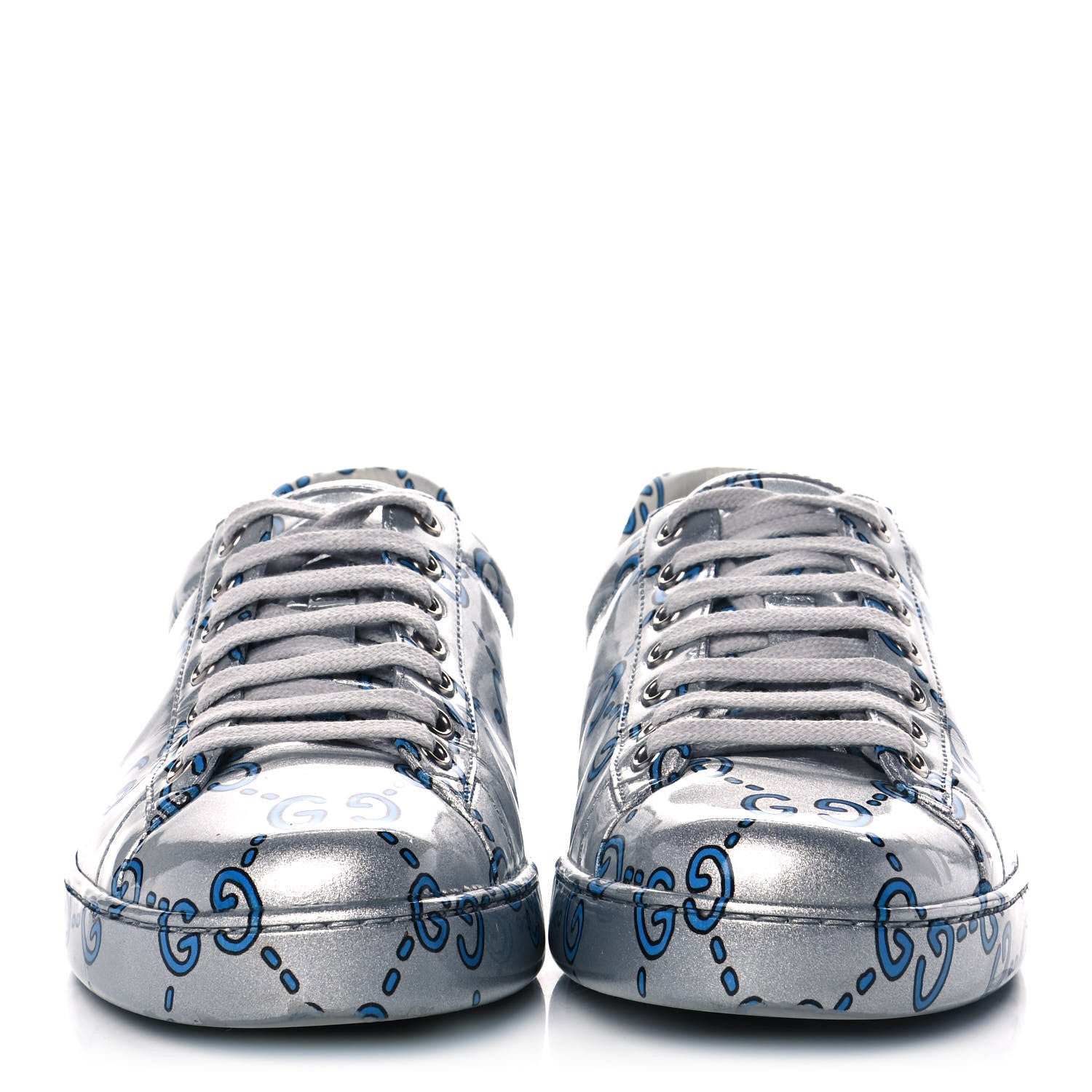 Gucci Miro Rubber Wax GucciGhost Print Mens New Ace Sneakers 8 Silver 2 of 10