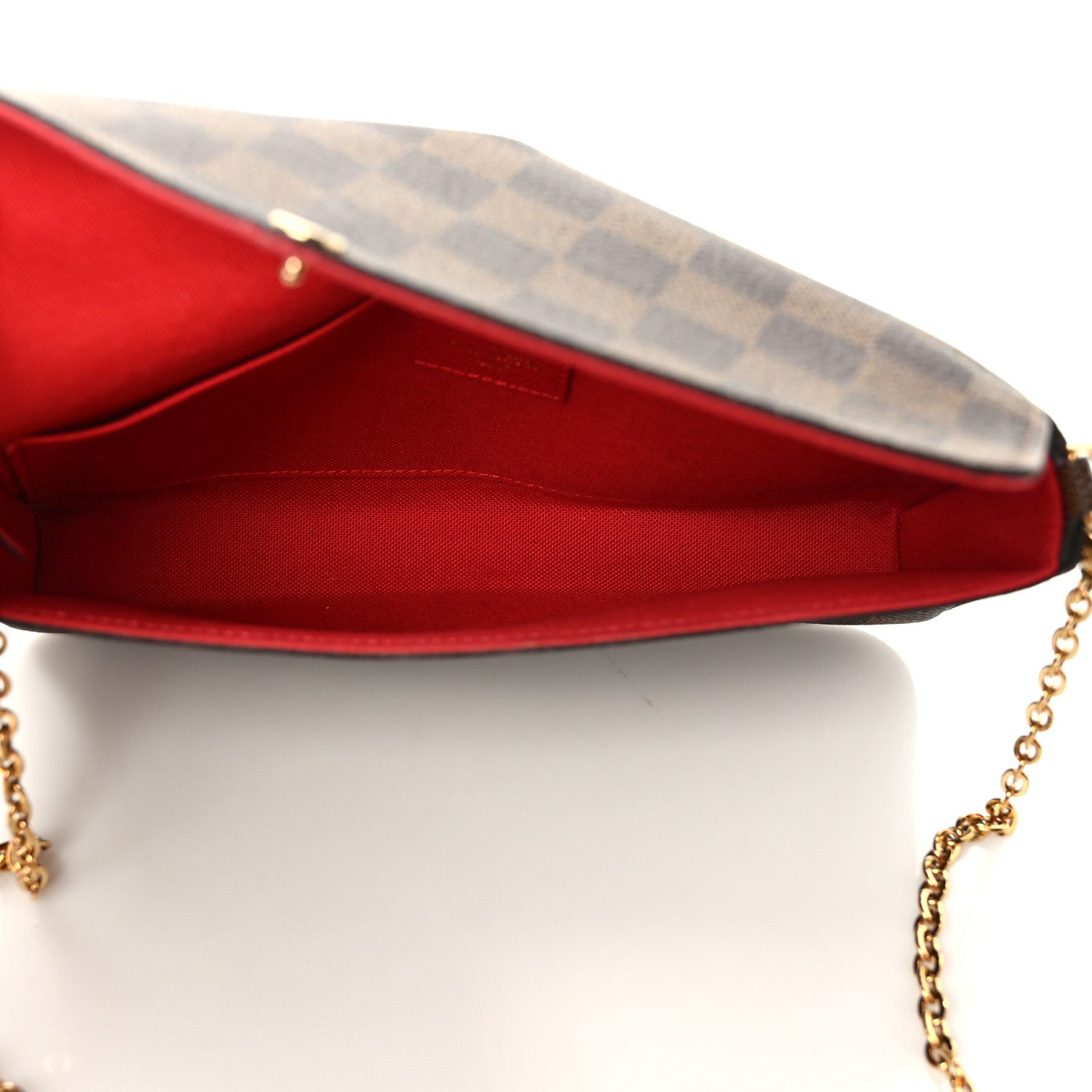 Louis Vuitton Damier Ebene Pochette Felicie Chain Wallet 6 of 14