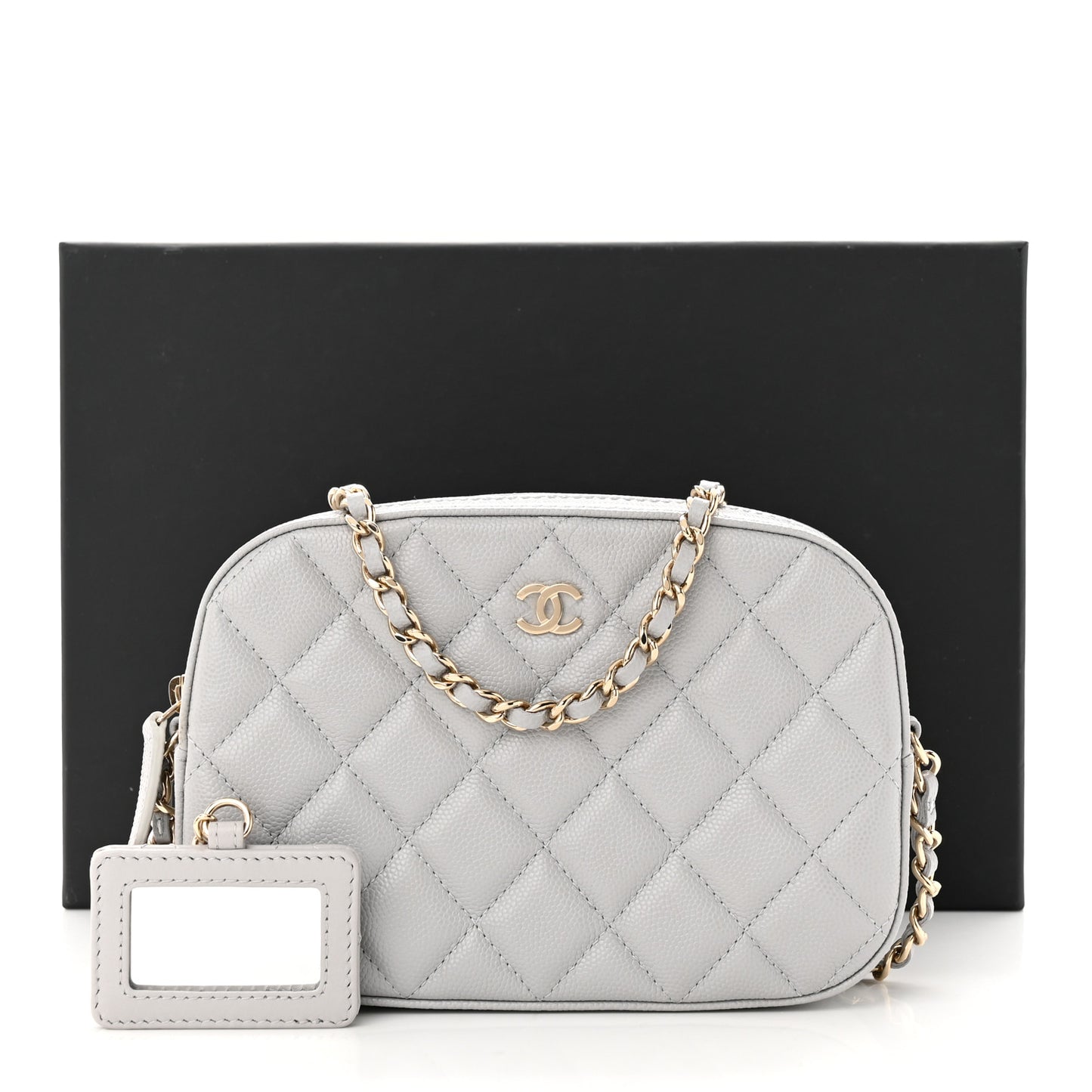 Caviar Quilted Camera Case Grey