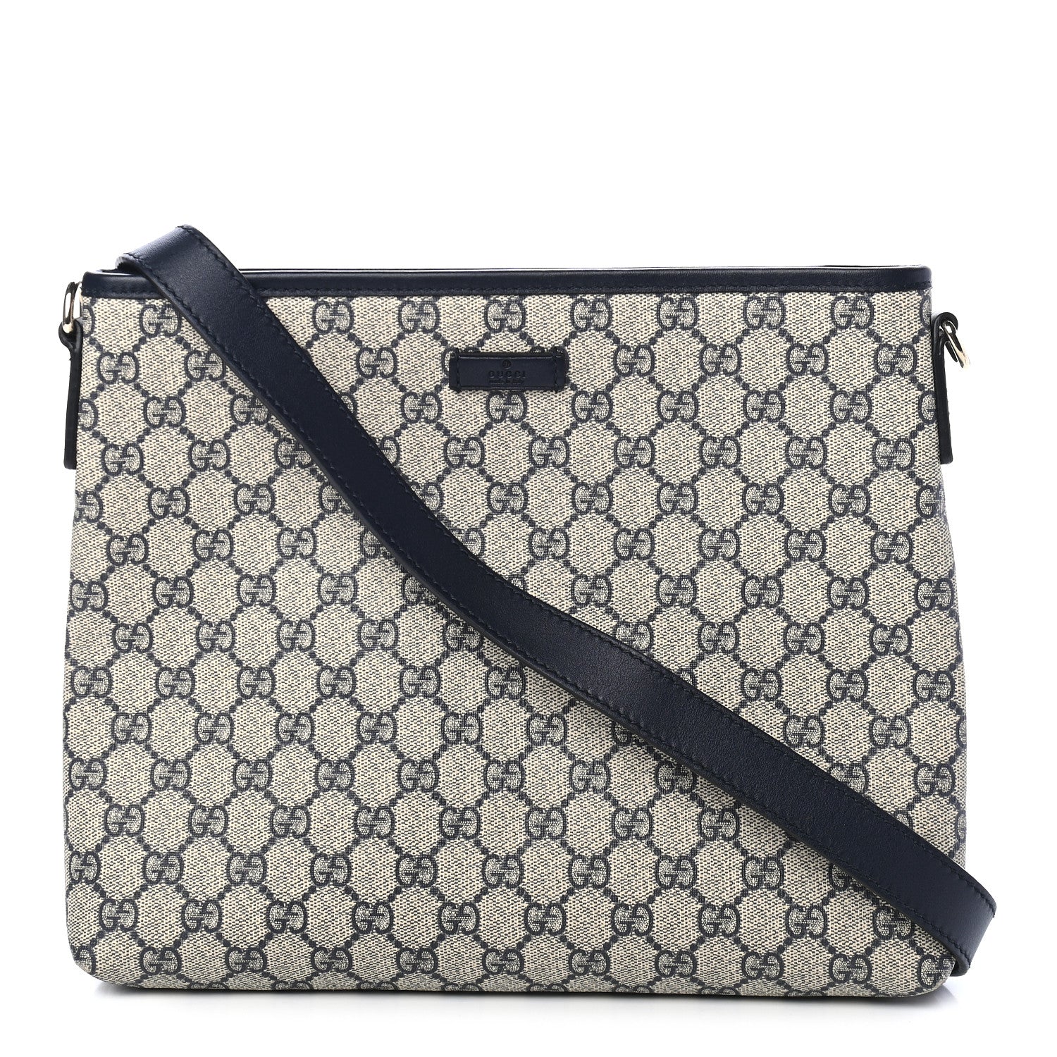 Gucci GG Plus Monogram Medium Flat Messenger Bag Navy 1 of 9