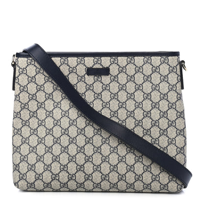 Gucci GG Plus Monogram Medium Flat Messenger Bag Navy 1 of 9