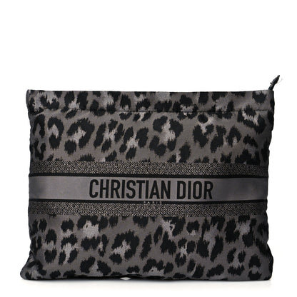 Christian Dior Canvas Embroidered Mizza Diortravel Zipped Pouch Black Grey 1 of 8
