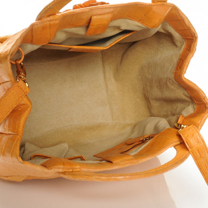 Nancy Gonzalez Crocodile Flower Embellished Satchel Orange 5 of 7