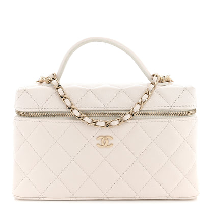 Chanel Caviar Quilted Top Handle Slim Vanity With Chain White 1 of 10