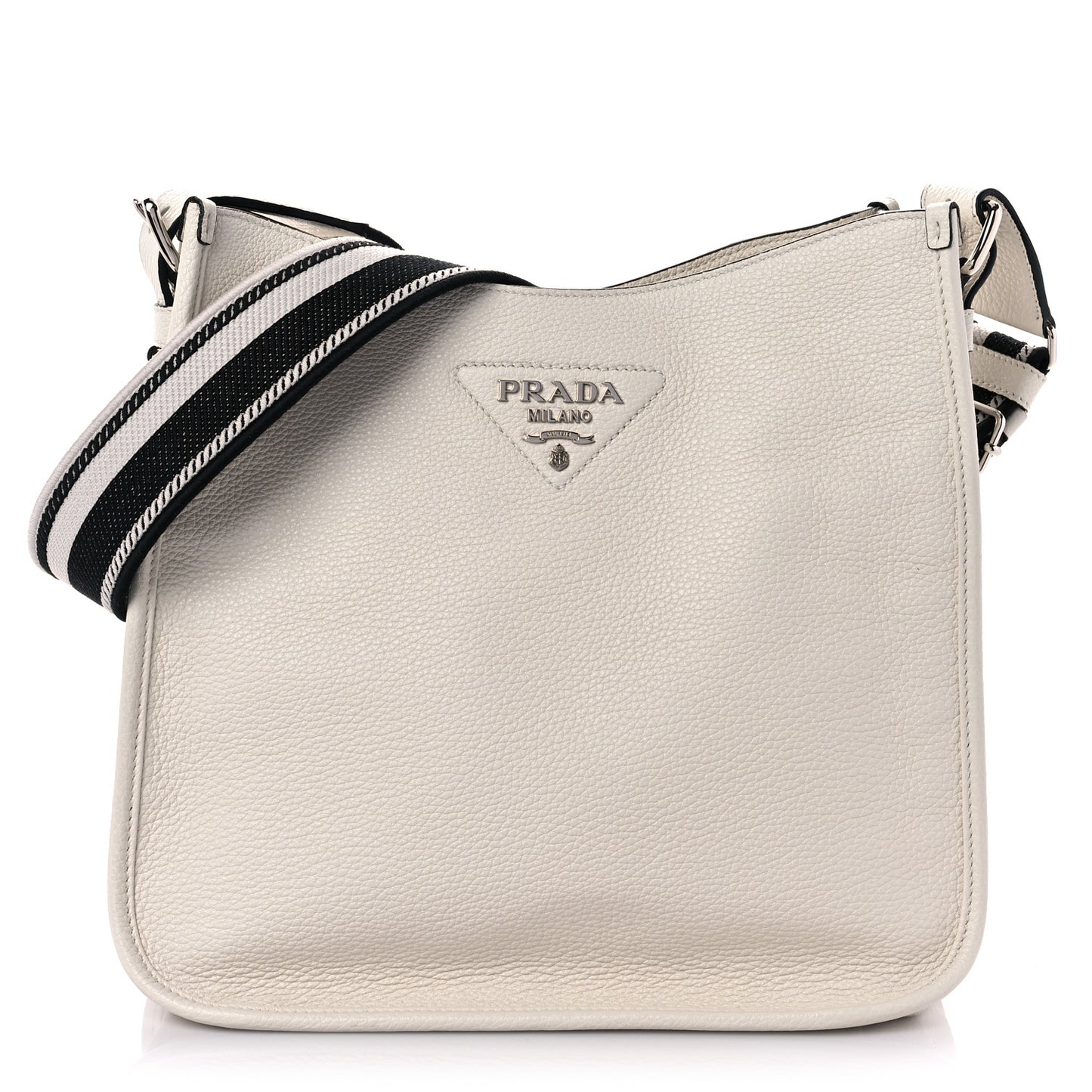 Vitello Daino Soft Hobo Messenger Bag White