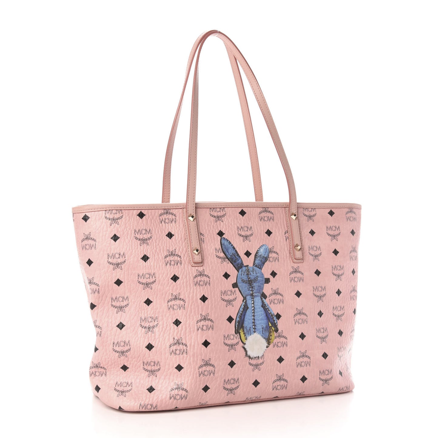 Visetos Medium Rabbit Top Zip Shopper Tote Light Pink