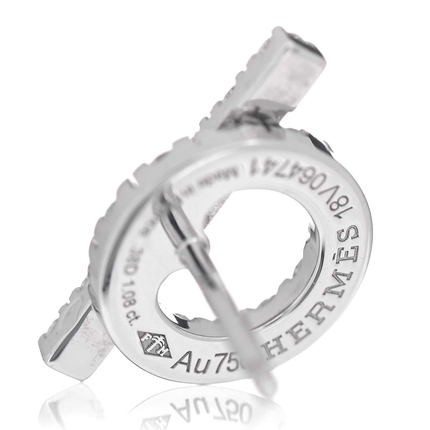 Hermes 18K White Gold Diamond Finesse Earrings 5 of 6