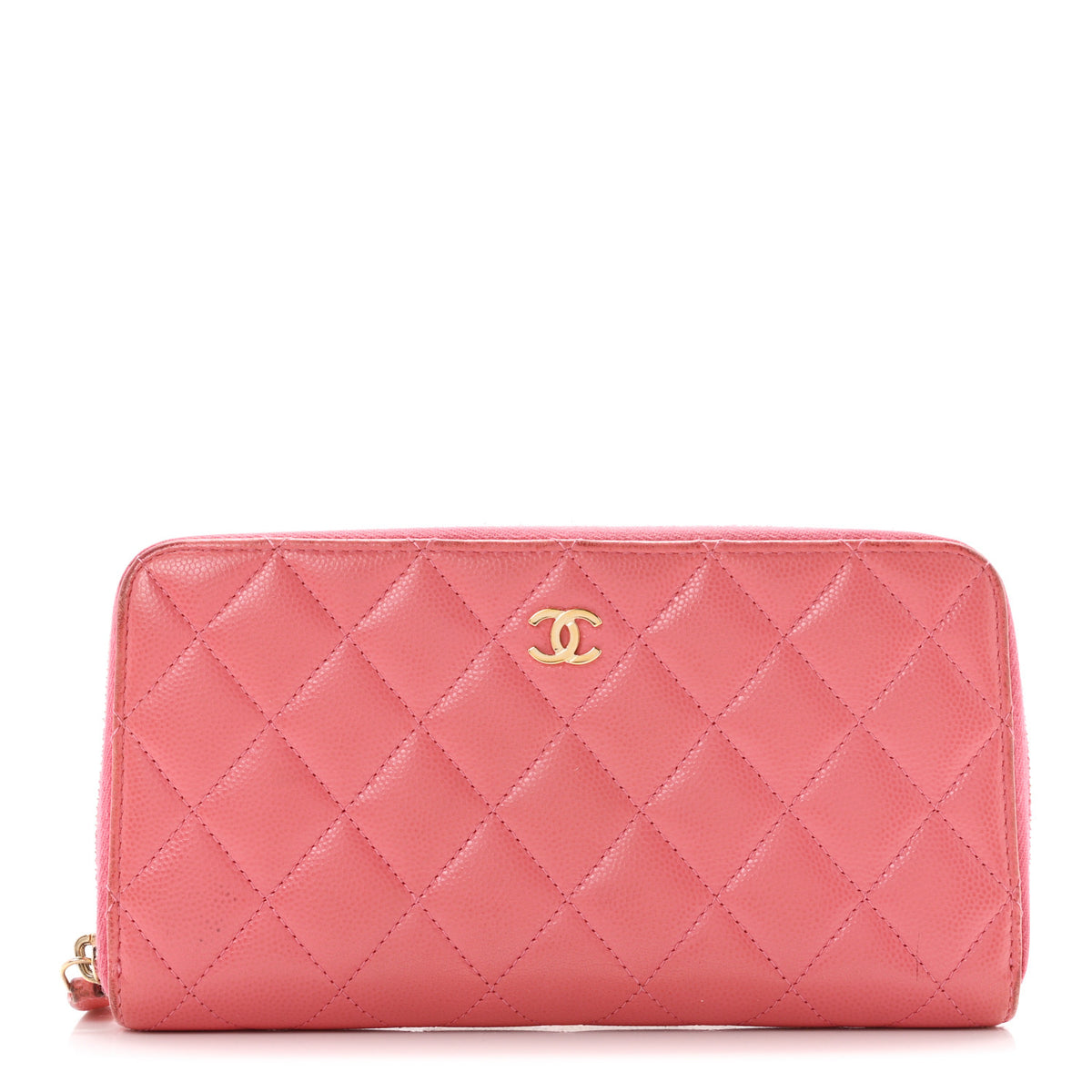 Chanel Caviar Quilted Large Gusset Zip Around Wallet Pink 1 of 10