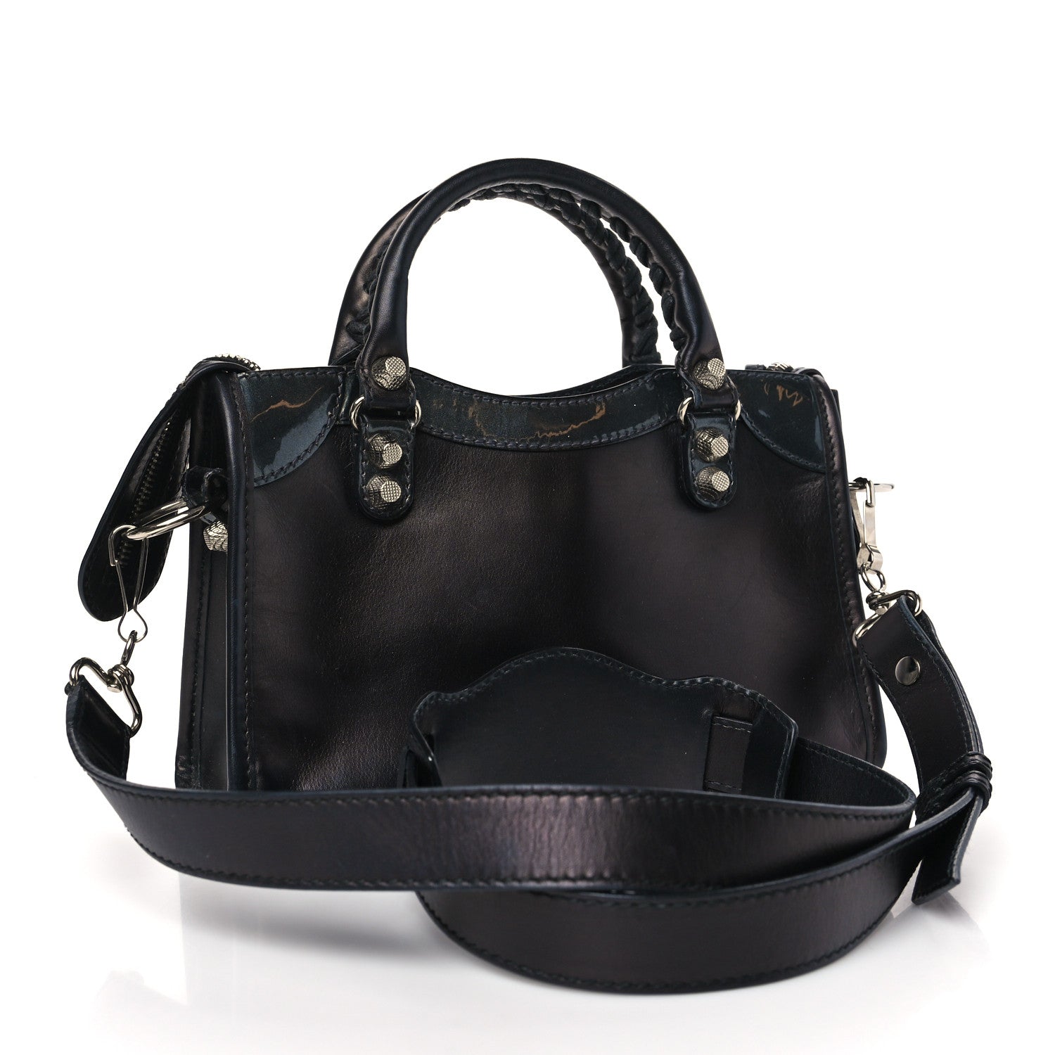 Balenciaga Smooth Calfskin Metallic Patent Giant 12 Silver Hardware Mini City Black Gris 3 of 9