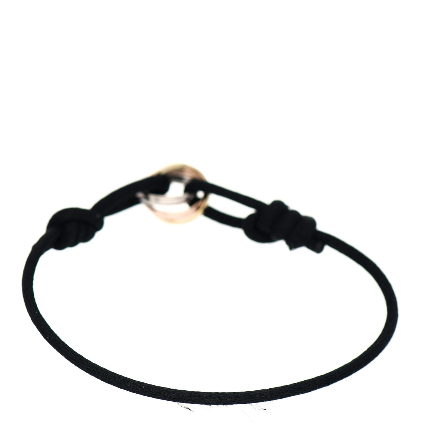 18K Pink Yellow White Gold Trinity Adjustable Cord Bracelet Black