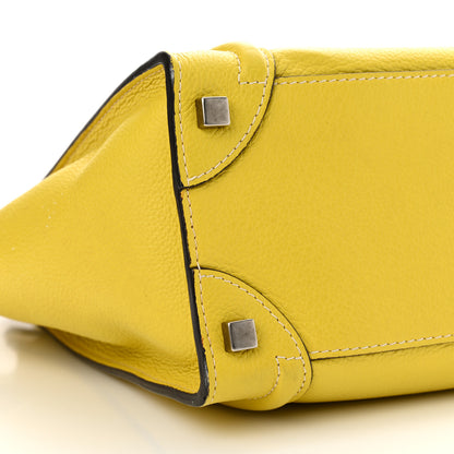 Celine Drummed Calfskin Micro Luggage Citron 8 of 14