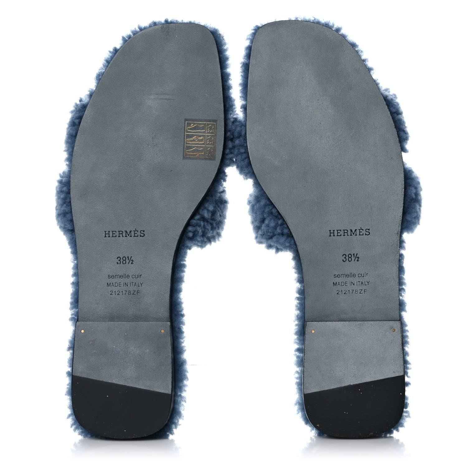 Hermes Woolskin Oran Sandals 38.5 Bleu 5 of 11
